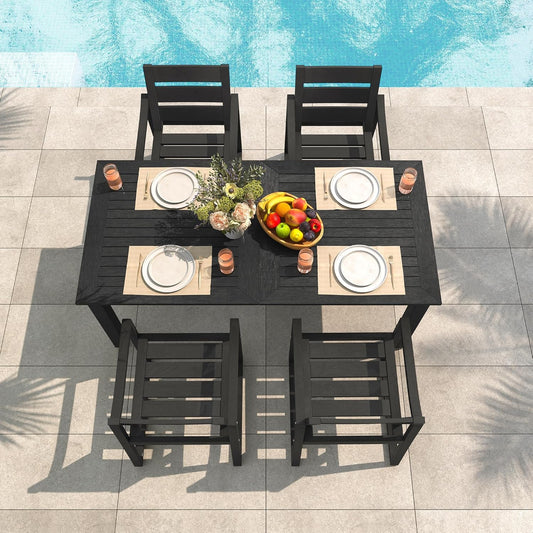 Patio Table and Chairs Set, HDPS 5-Piece Outdoor Dining Set, Patio Furniture for Deck, Poolside, and Backyard, Black