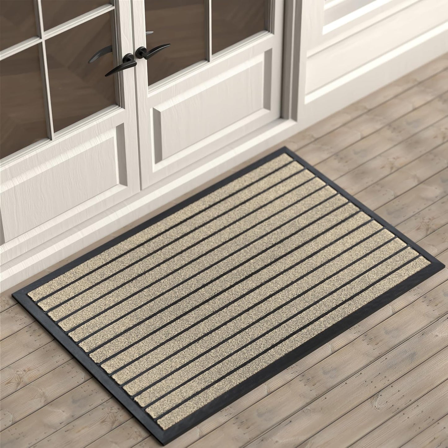 ubdyo Extra Durable Door Mat - Dirt Trapping Outdoor Welcome Mats - Non-Slip Outdoor Door Mats - Low Profile Front Door Mat - Indoor Doormat (47" x 32", Bright Beige)