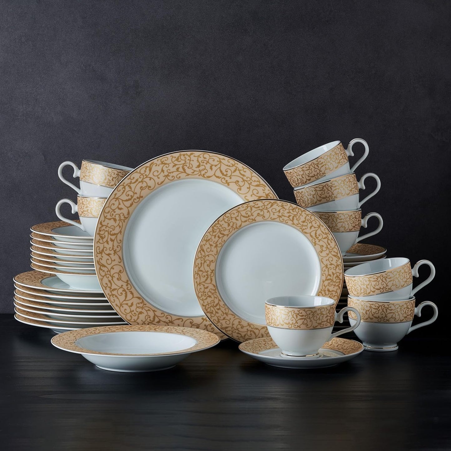 Mikasa Parchment Gold 40 Piece Dinnerware Set, Service for 8