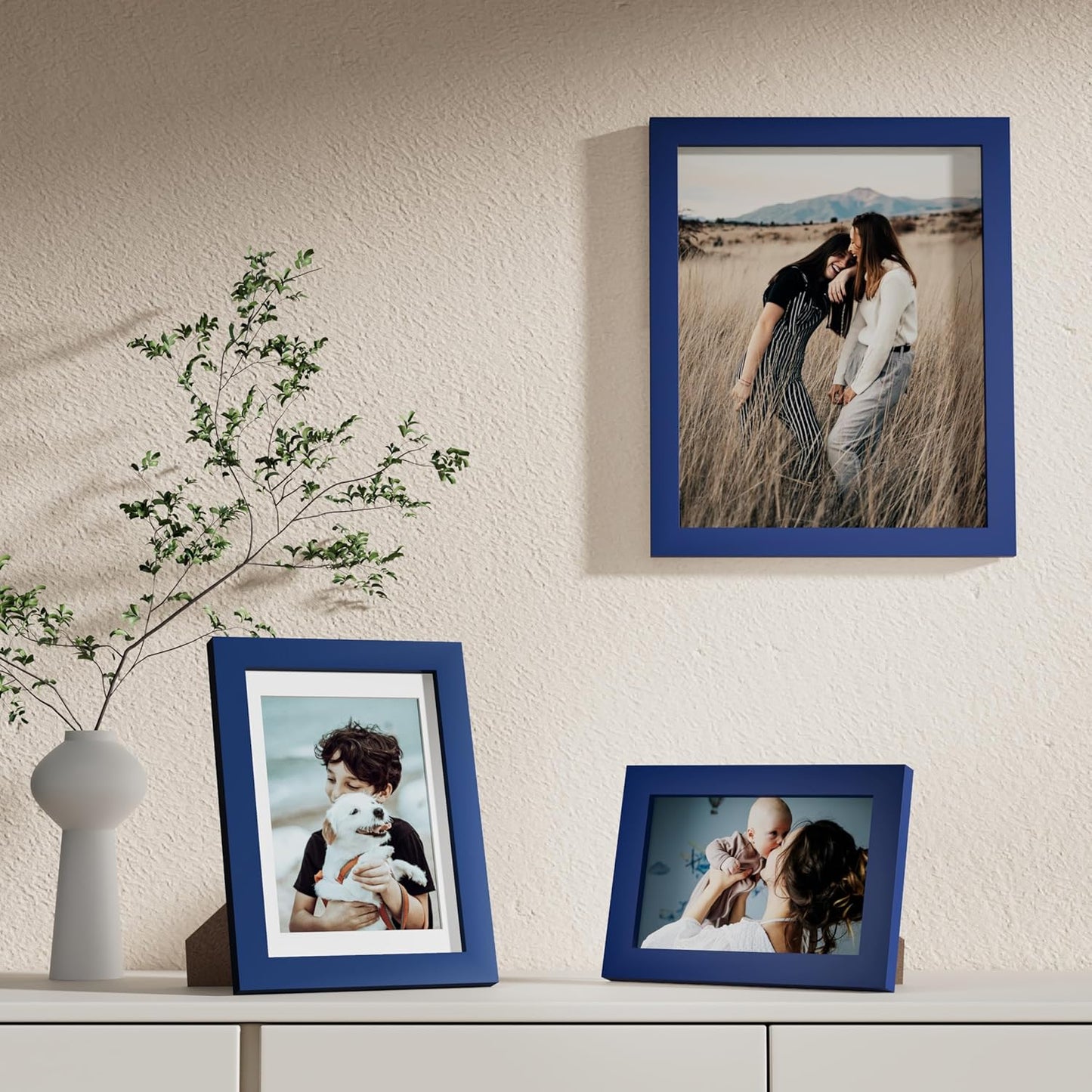 Vittanly 10 Pack Picture Frames Collage Wall Decor, Gallery Frame Set for Wall Mounting or Tabletop Display, Multi Sizes Including 2pcs 8x10, 4pcs 5x7, 4pcs 4x6, Blue