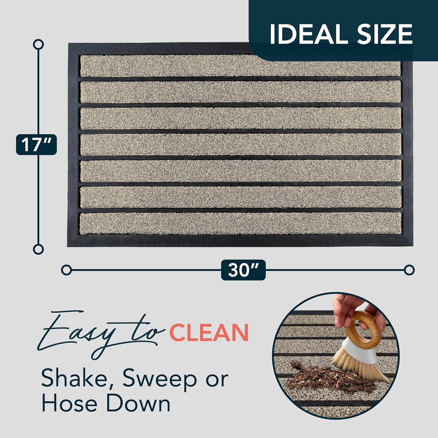 ubdyo Extra Durable Door Mat - Dirt Trapping Outdoor Welcome Mats - Non-Slip Outdoor Indoor Entrance - Low Profile Front Doormat (30" x 17", Bright Beige)