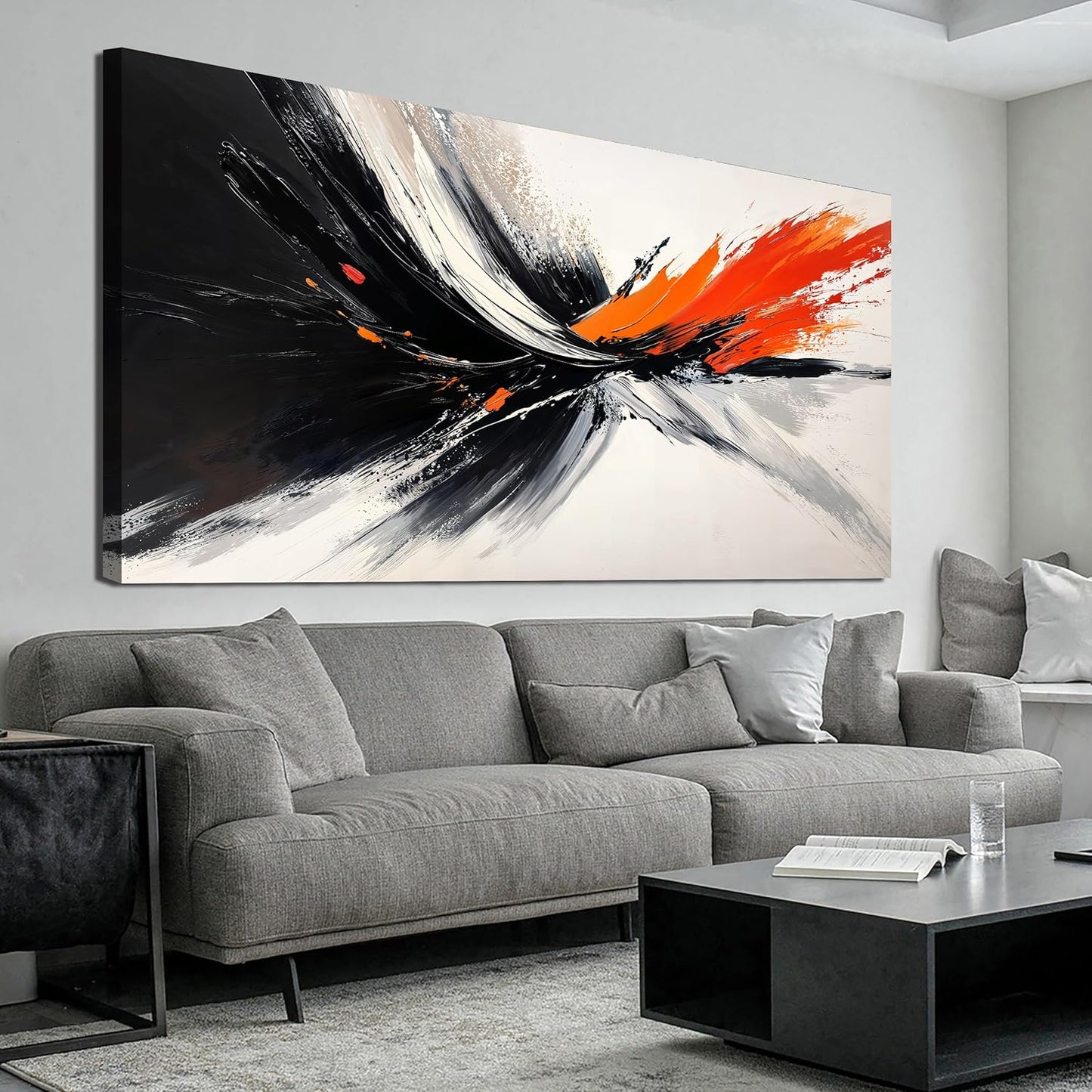 Canvas Abstract Wall Art Decor Black and White Wall Art Decorations Large Modern Wall Art Prints Abstract Canvas Art Wall Decor Wall Art Pictures for Living Room Artwork for Walls Home Room Decor 24"X48"
