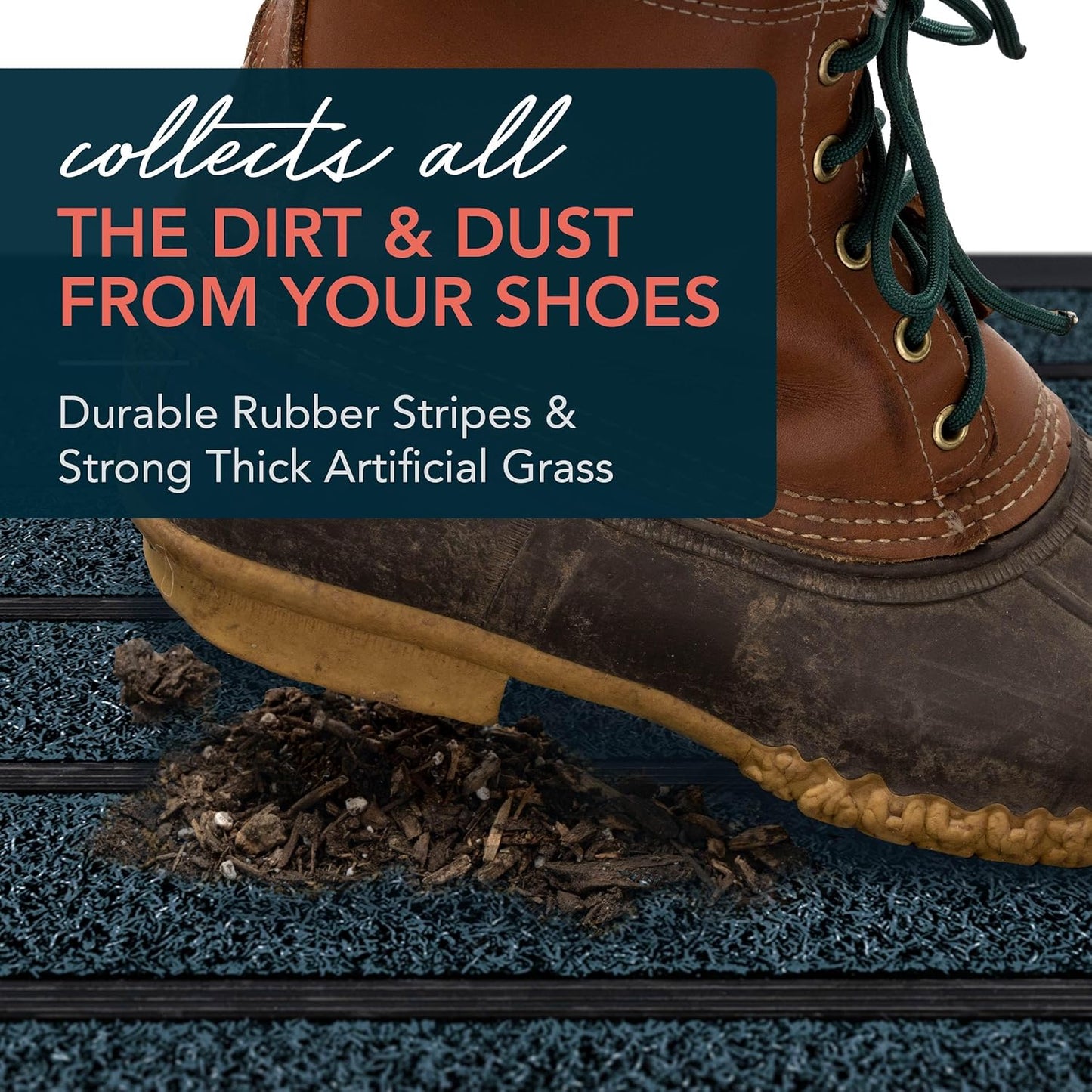 ubdyo Extra Durable Door Mat - Dirt Trapping Outdoor Welcome Mats - Non-Slip Outdoor Indoor Entrance - Low Profile Front Doormat (36" x 24", Bright Blue)