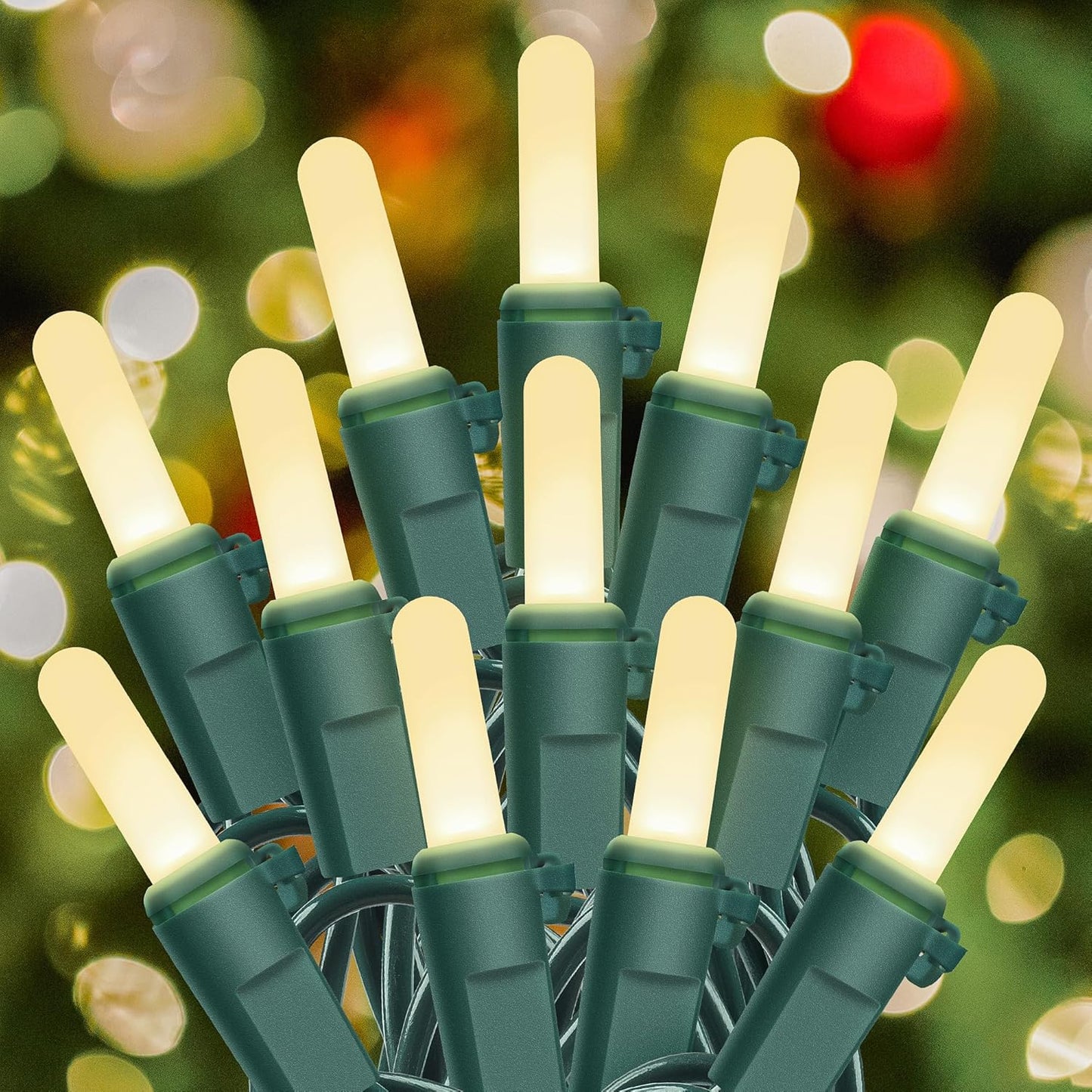 Hopolon LED Christmas Lights 16.4FT 50LED Warm White String Lights Clear Christmas Light Xmas Light Indoor Outdoor with Green Wire, Connectable UL Certified Waterproof for Tree,Home,Festival,Party