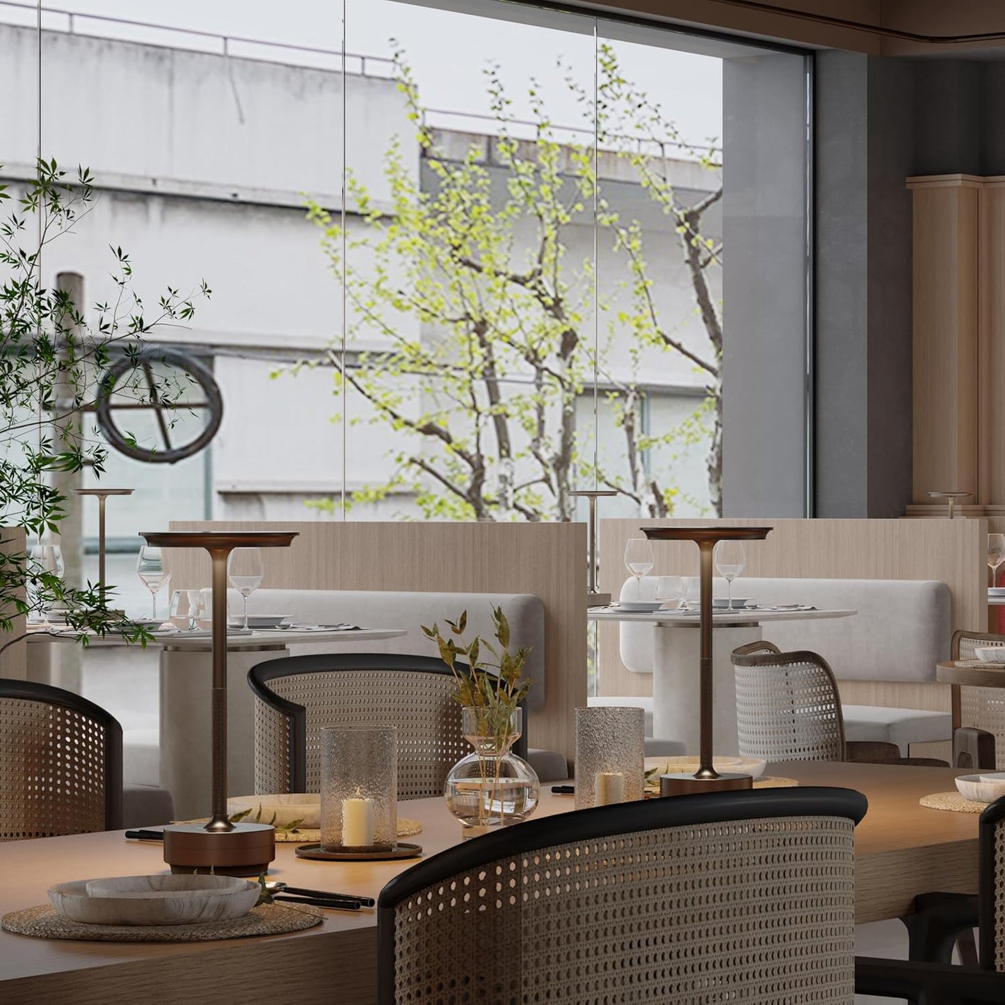 Cordless Table Lamp,Portable LED5000mAh Battery Operated,3 Levels of Brightness Dimming Up with Memory Function,for Restaurant/BBQ/Bars/Outdoor Party/Cafe Night Light(Coffee)