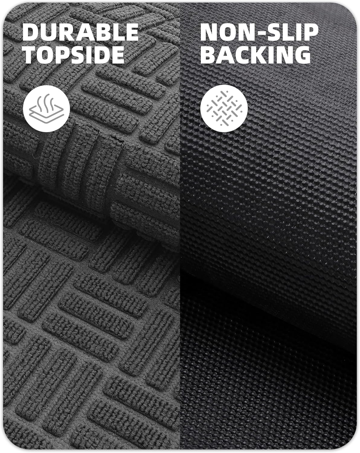 Color&Geometry Large Front Door Mat Outside Entrance, Heavy Duty Non Slip Low Profile Doormat for Entryway, Trap Dirt and Moisture Welcome Mats All-Weather, Easy Clean, Patio, Garage, 48"x72" Grey