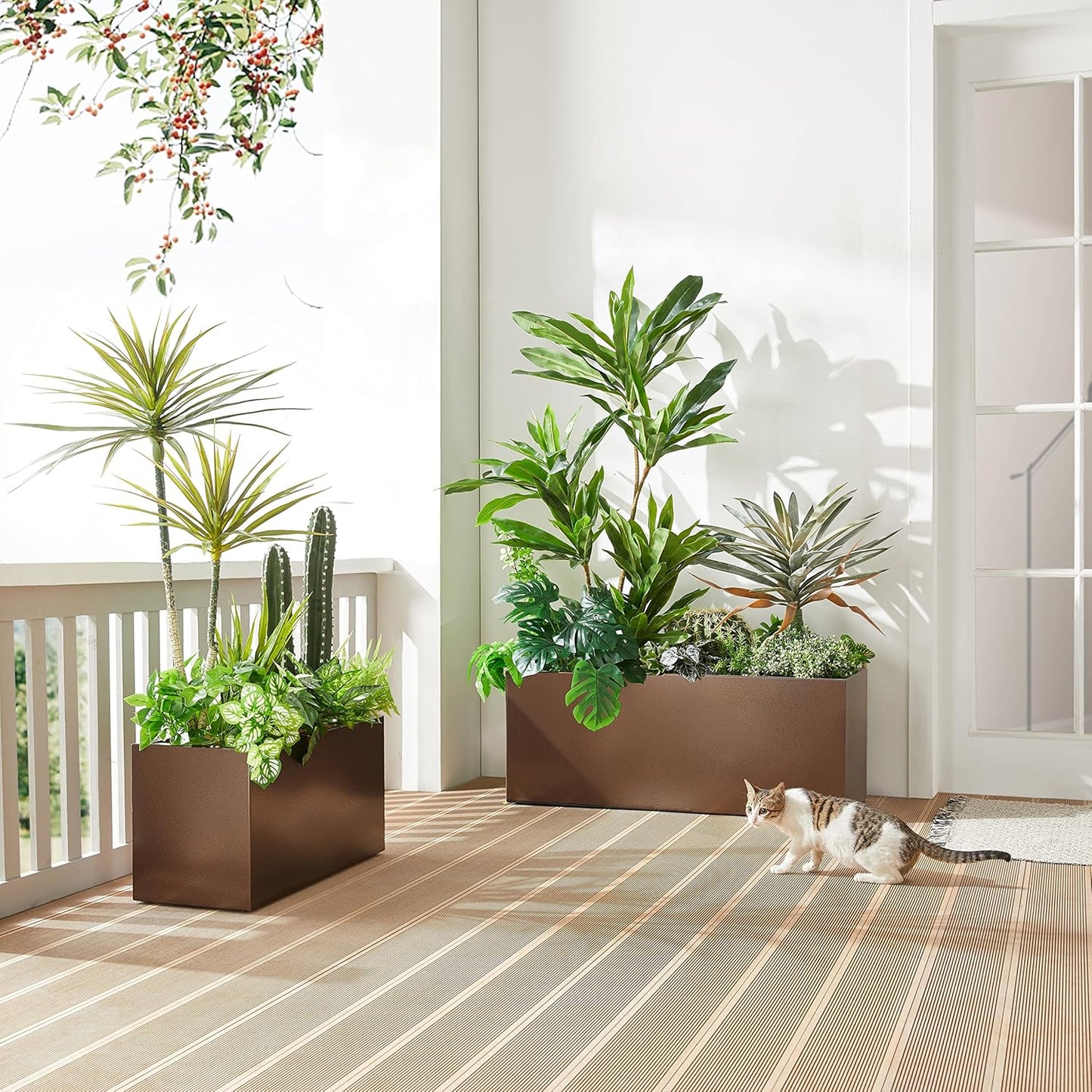 Wallowa Metallic Heavy Long and Large Outdoor/Indoor Planter Box, 38”Lx15”Wx15”H, 40Pounds, Espresso