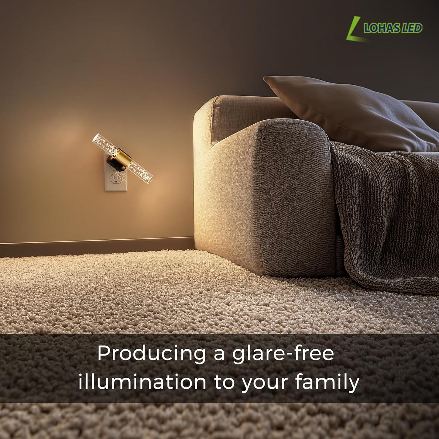 L LOHAS LED Rotating Night Light, Night Lights Plug into Wall, Auto Light Sensor Nightlight Dimmable 100LM, 3000K Soft Light, LED Acrylic Bubble Nightlight Plug in for Bedroom Bathroom Hallway, 1 Pack