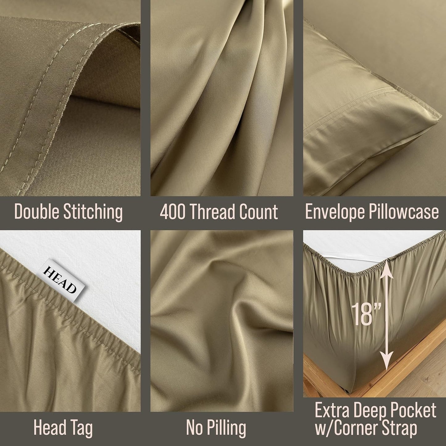 Bella Coterie Luxury Bamboo Viscose King Size Sheet Set | 100% Organically Grown | Ultra Soft | Cooling for Hot Sleepers | 18" Deep Pocket [Olive]