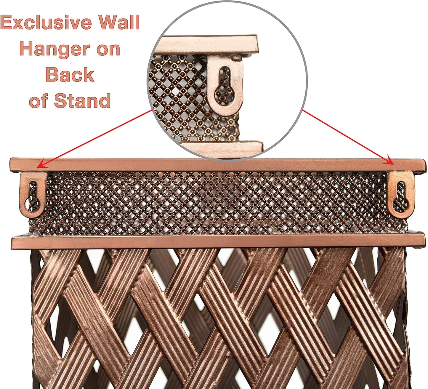 Dualplex Umbrella Stand, Umbrella Holder, Antique Look Metal Entry Hallway Décor, Wallside Style w/Removable Drip Tray. Rack Holds Umbrellas Canes Walking Stick