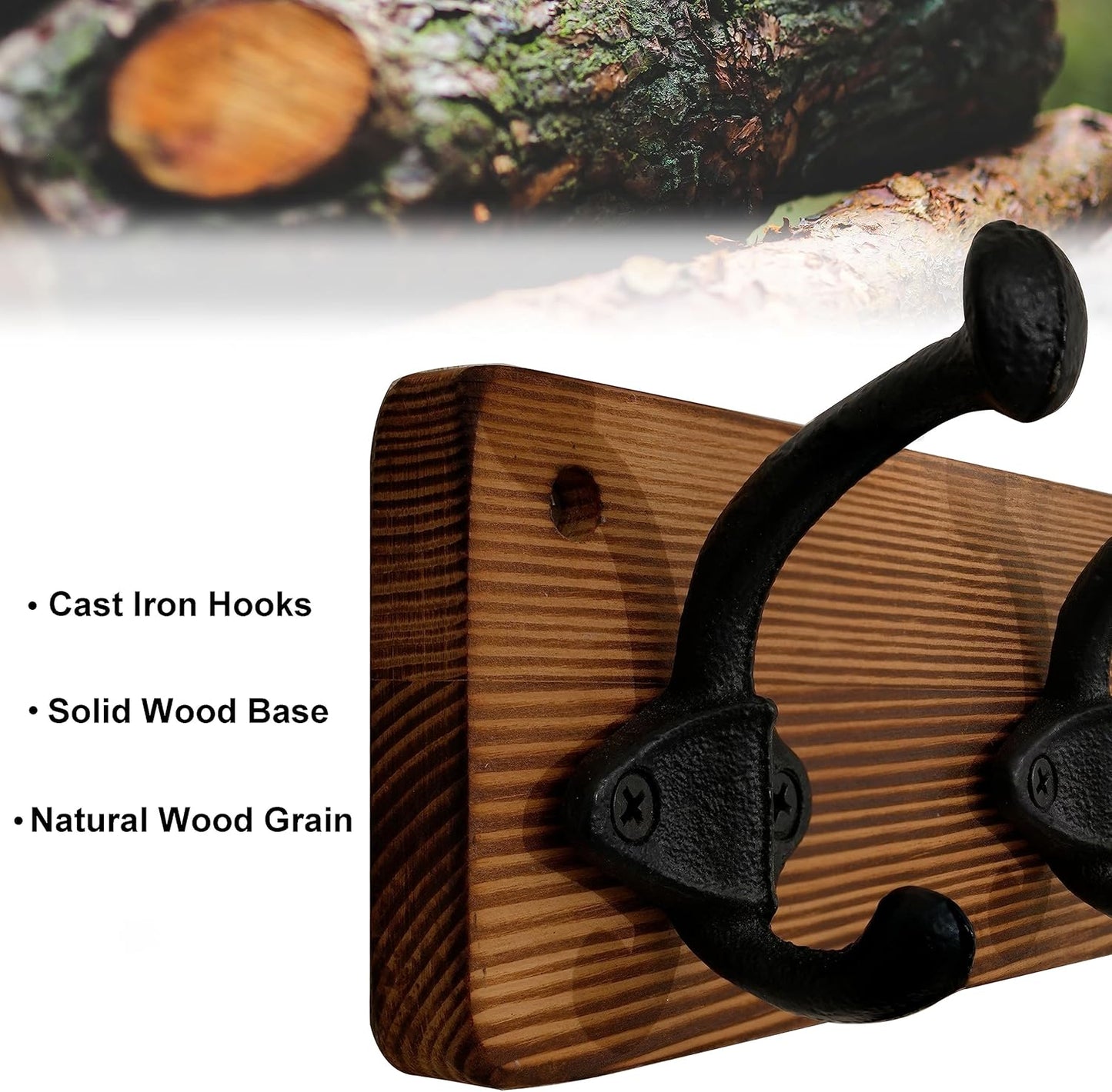 WEBI Rustic Coat Rack Wall Mount,5 Cast Iron Coat Hooks Wall Mounted Coat Hanger Heavy Duty Antique Vintage Hooks for Hanging Jacket,Clothes,Brown