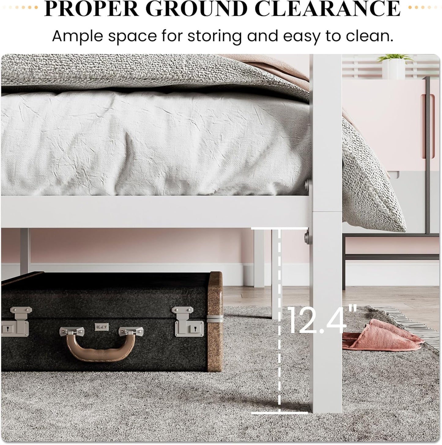 SHA CERLIN Canopy Bed Frame Full Size/Mattress Foundation with Metal Slats Support/No Box Spring Needed/Easy Assembly/White