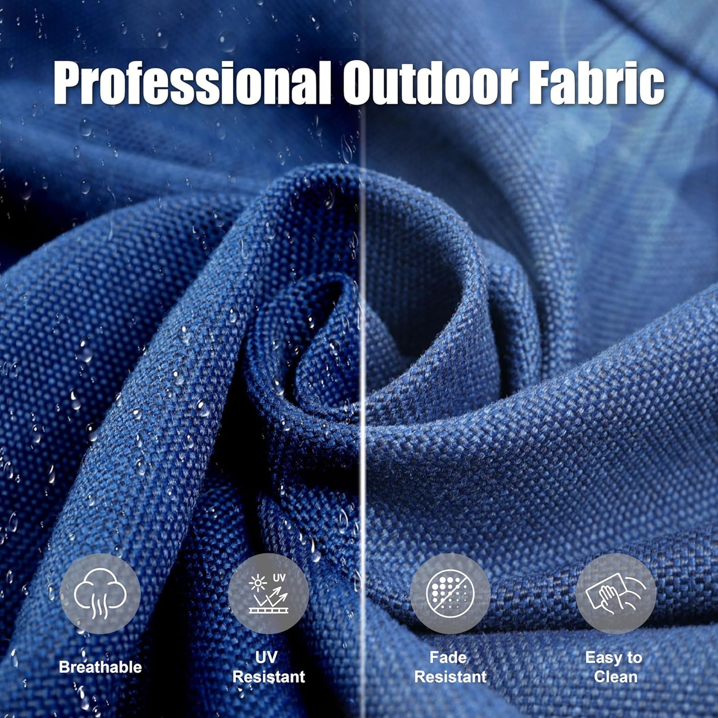 10 Pieces Outdoor Patio Furniture Set, Outdoor Wicker 3 Seater Sofa with Swivel Rocker Patio Chairs Set of 4 and 2 Ottomans, Comfy Patio Conversation Set for Deck Porch Backyard, Blue