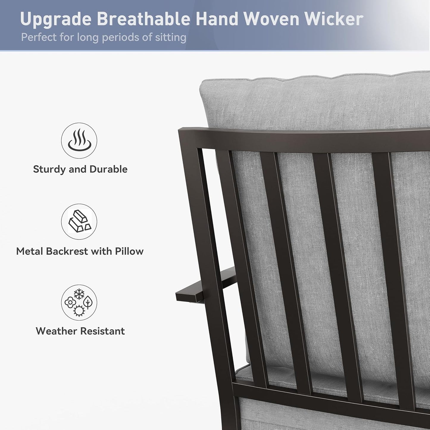 Kurapika 5 Piece Metal Outdoor Patio Furniture Set with Round Fire Pit Table, Patio Conversation Sets 4 Swivel Chairs with Thick Cushion and 40000 BTU Fire Pit Table, Gray