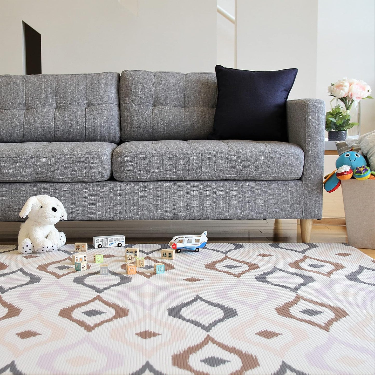 Cushmat Stylish Reversible Foam Play Mat (Large, Luxe Lite - Royal Blue Star) - Soft, Waterproof, Durable Play mat for Infants, Babies, Toddler, Kids & Grownup - 6.5ft x 4.5ft