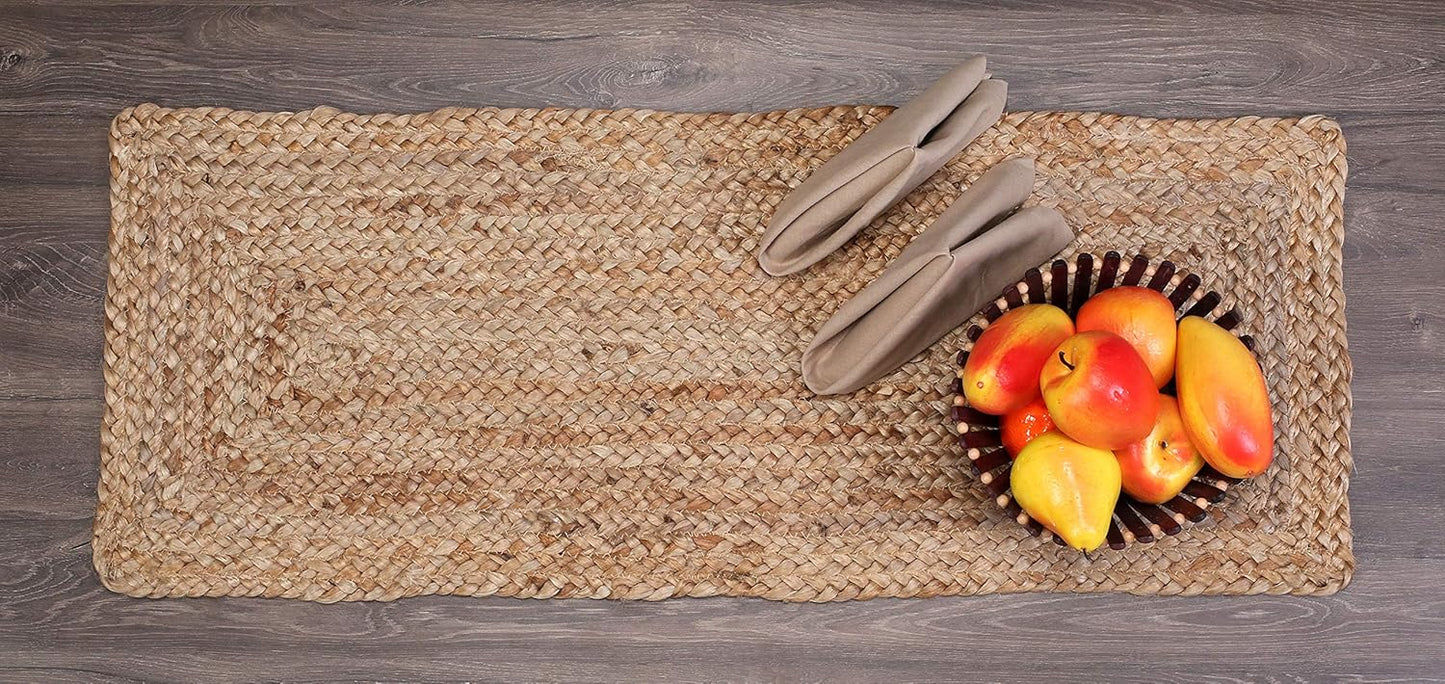 Savi Home Farmhouse Jute Burlap Table Runner 36 Inches Long, Organic Eco-Friendly Rustic Vintage Dining Table Runner, 13x36 Natural Jute Braided Table Runner