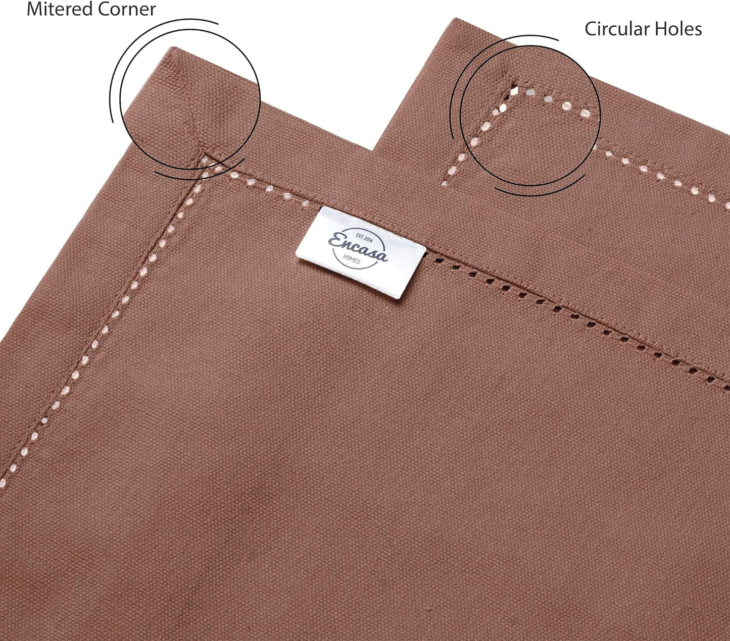 Encasa XO Dining Table Runner 13"x59" | Pure Cotton Hemstitched Design | Tan - Machine Washable