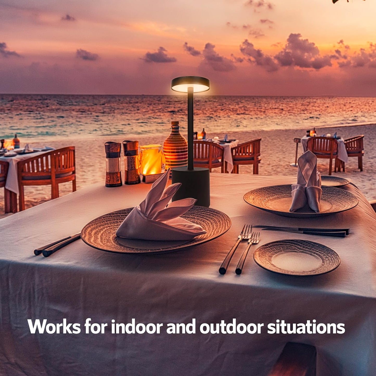 10 Pack - Black Rechargeable Cordless Table Lamps, Portable LED Desk Lamps, Dimming 5000mAh Rechargeable Battery Powered LED Lighting for Restaurant,Bar, Bedroom, Outdoor, Party