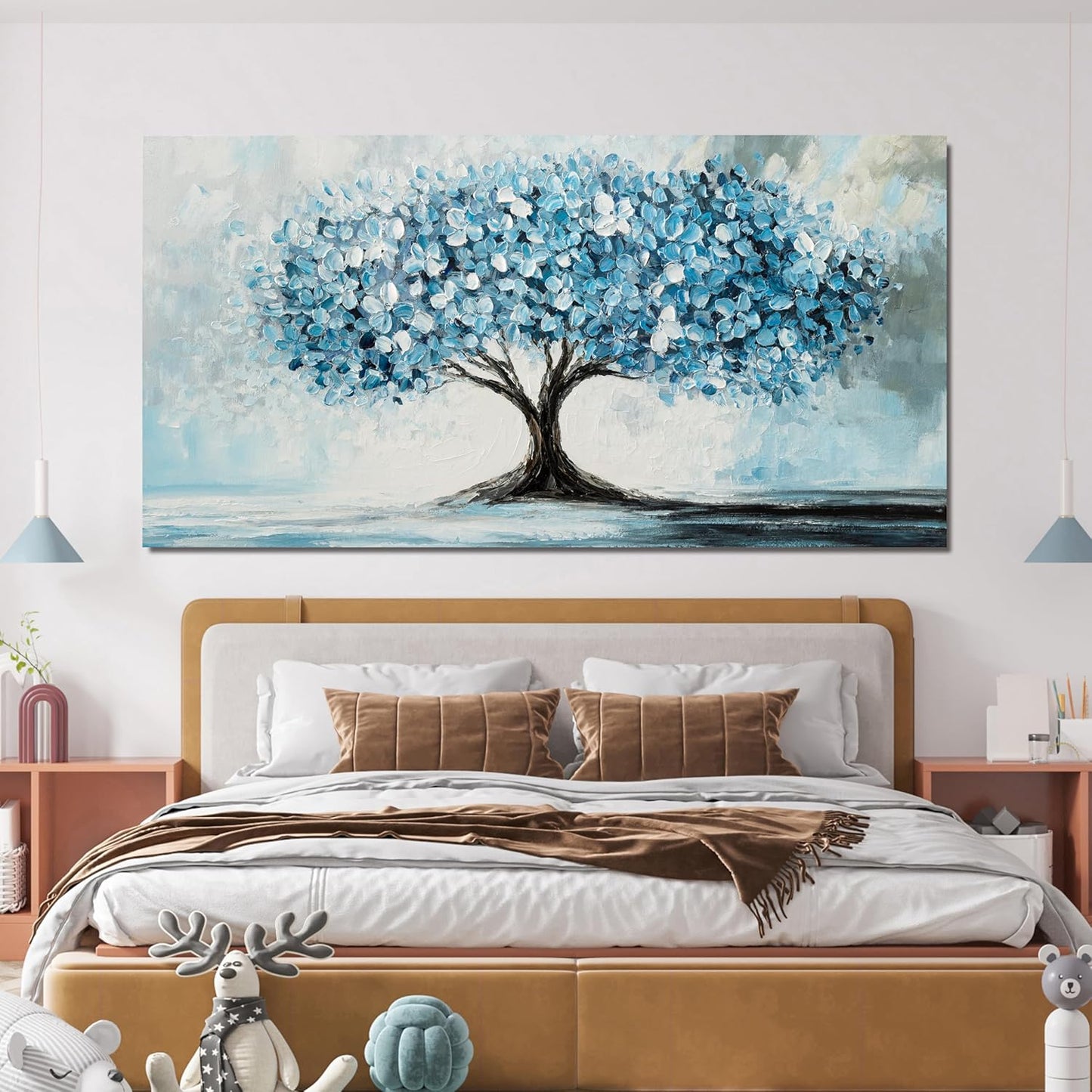 Canvas Wall Art Decor Tree of Life Wall Art Modern Blue White Wall Art Prints Canvas Art Wall Decor Artwork for Walls Decorations Wall Art Pictures for Living Room for Beroom Office Decor 20" X 40"