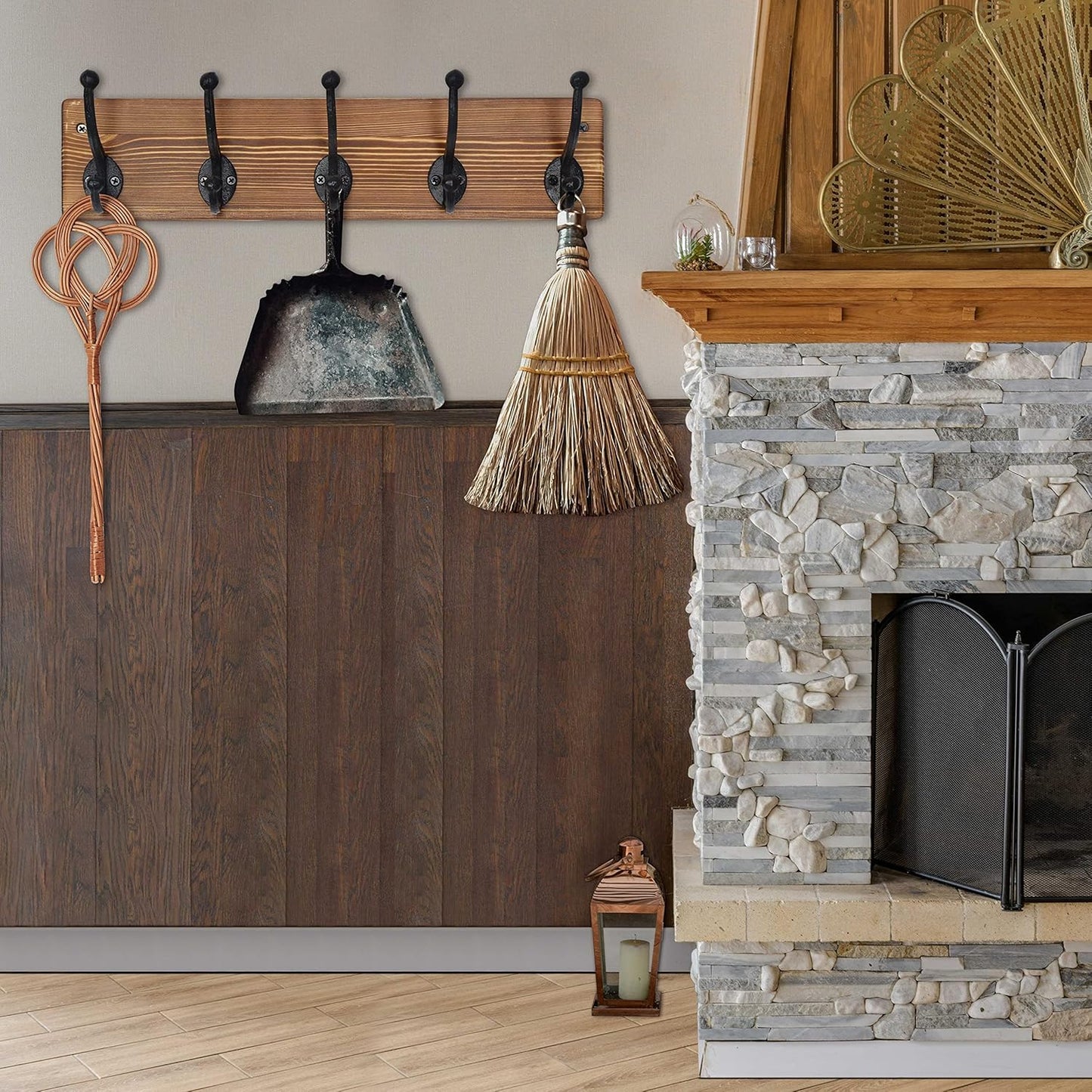 WEBI Rustic Coat Rack Wall Mount,5 Cast Iron Coat Hooks Wall Mounted,Heavy Duty Wall Coat Hanger Hooks for Hanging Coats,Clothes,Rustic Brown