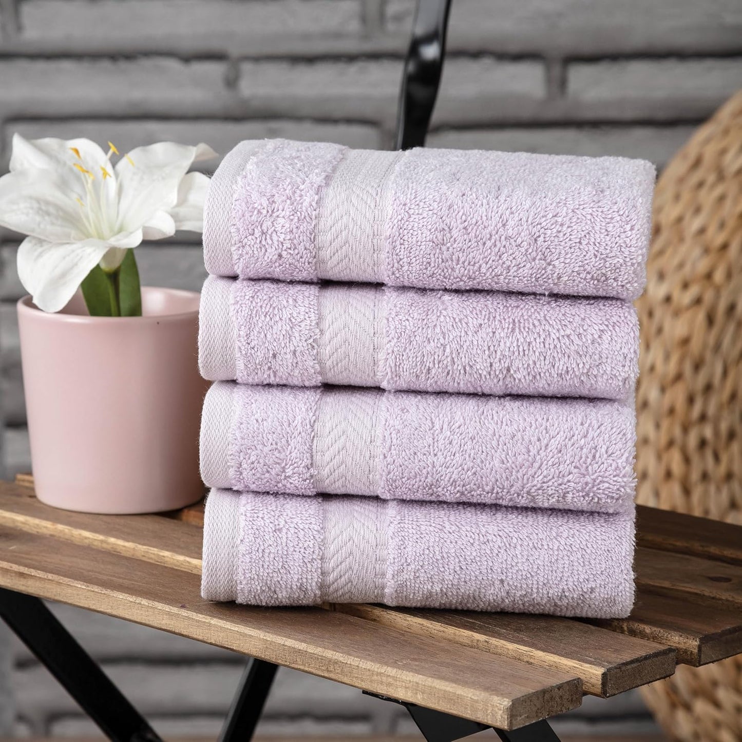 TEXTILOM Washcloths for Body and Face – Hotel and Spa Quality & Soft & Absorbent & Quick Dry Wash Cloths for Your Body – 100% Turkish Cotton Wash Clothes Towel Set of 4 (13 x 13 inches) - Lilac