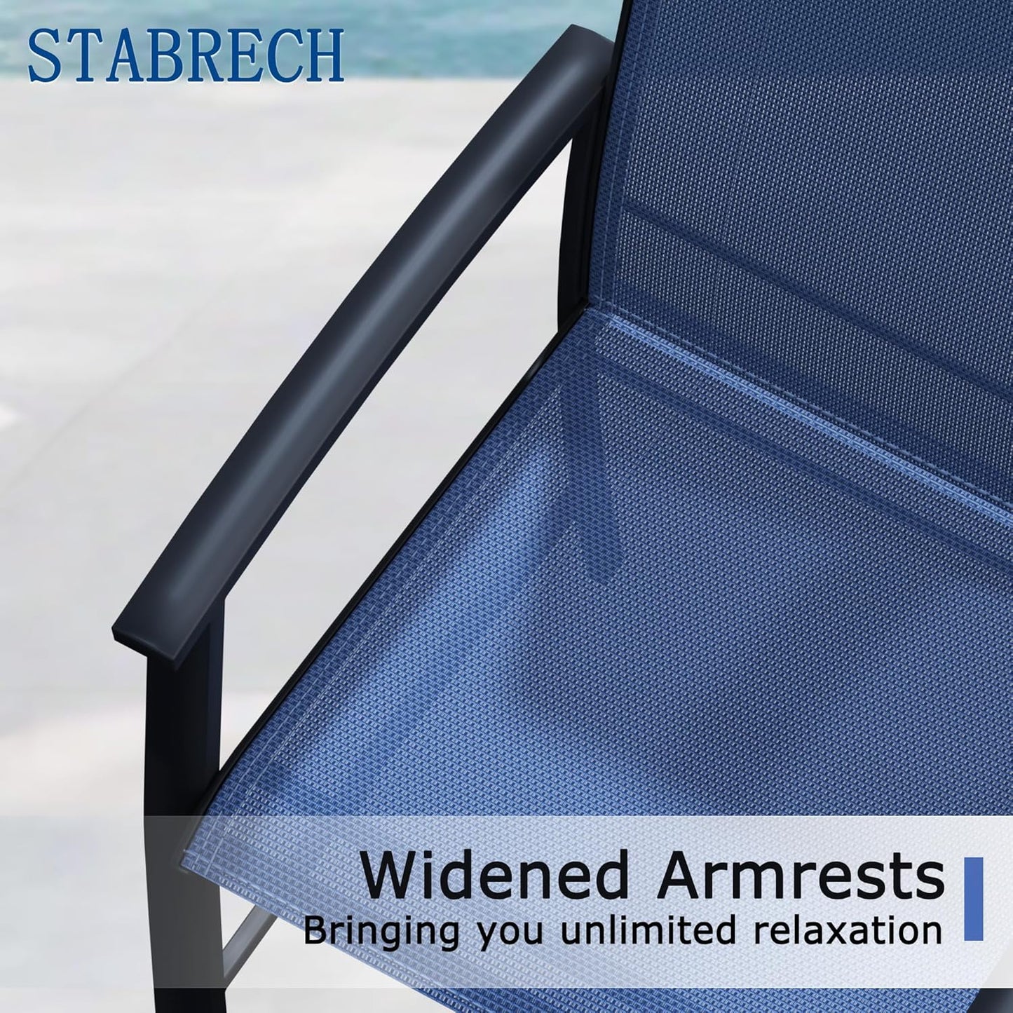 5 Piece Outdoor Dining Set, Patio Table and Chairs Set of 4, 42" Walnut Round Patio Table with 4 Blue Outdoor Patio Chairs for Lawn, Garden, Porch