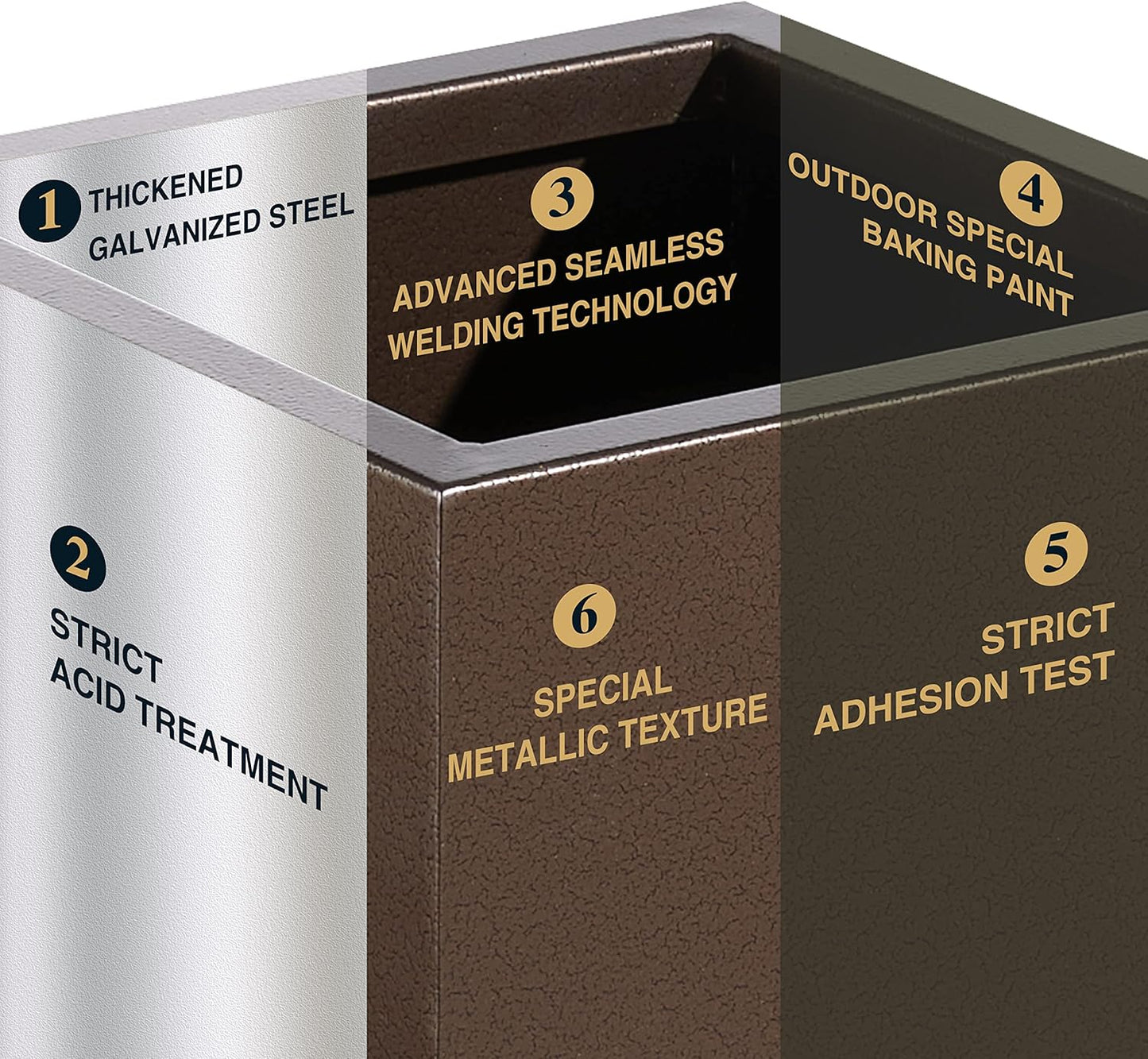 Wallowa Metallic Heavy Tall Outdoor/Indoor Planter Box 14Lx14Wx30H Inches, Rectangular Tall Planter, Large Flowerpot, ‎25 Pounds, Espresso, No Assembly Required 1 Pack