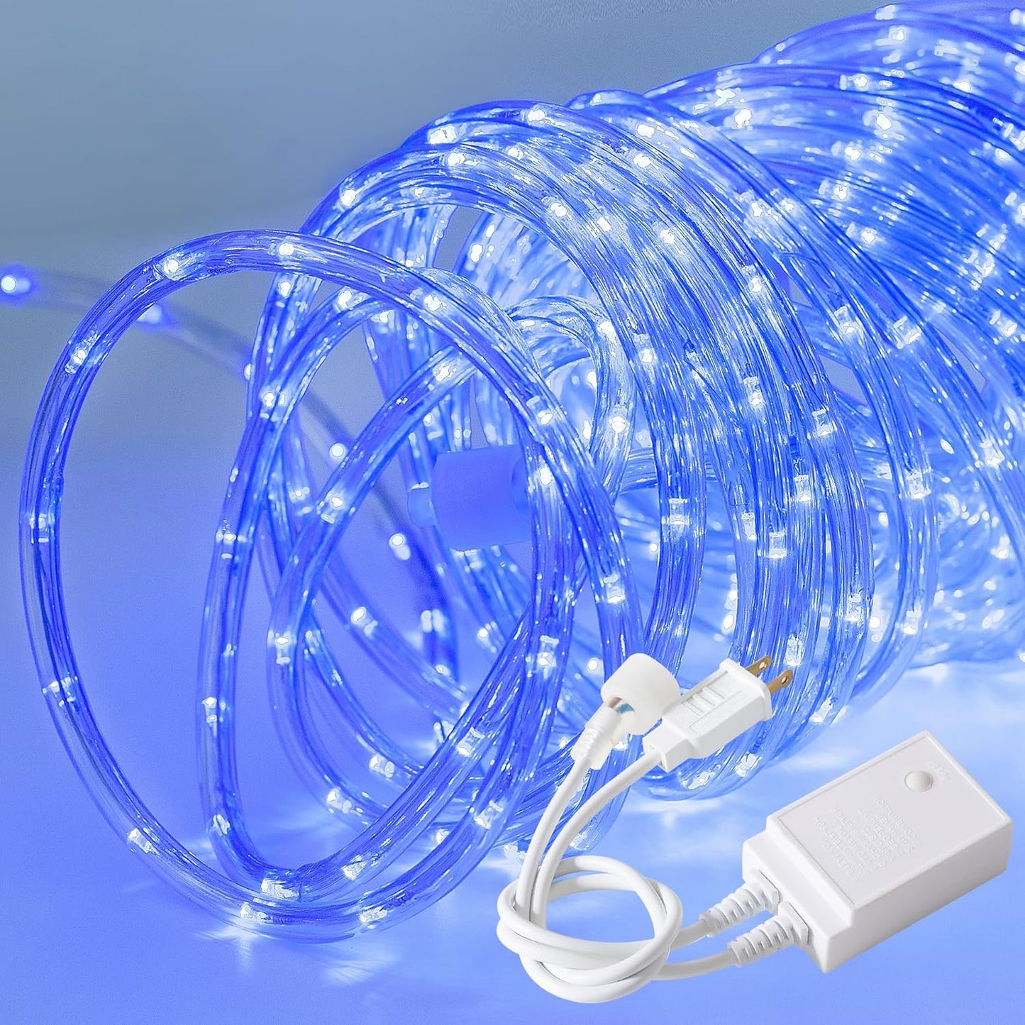 Waterproof LED Rope Lights, Connectable & Flexible with 8 Modes, Outdoor Lighting for Deck, Garden, Pool, Patio & Christmas Decor (Blue, 20ft)