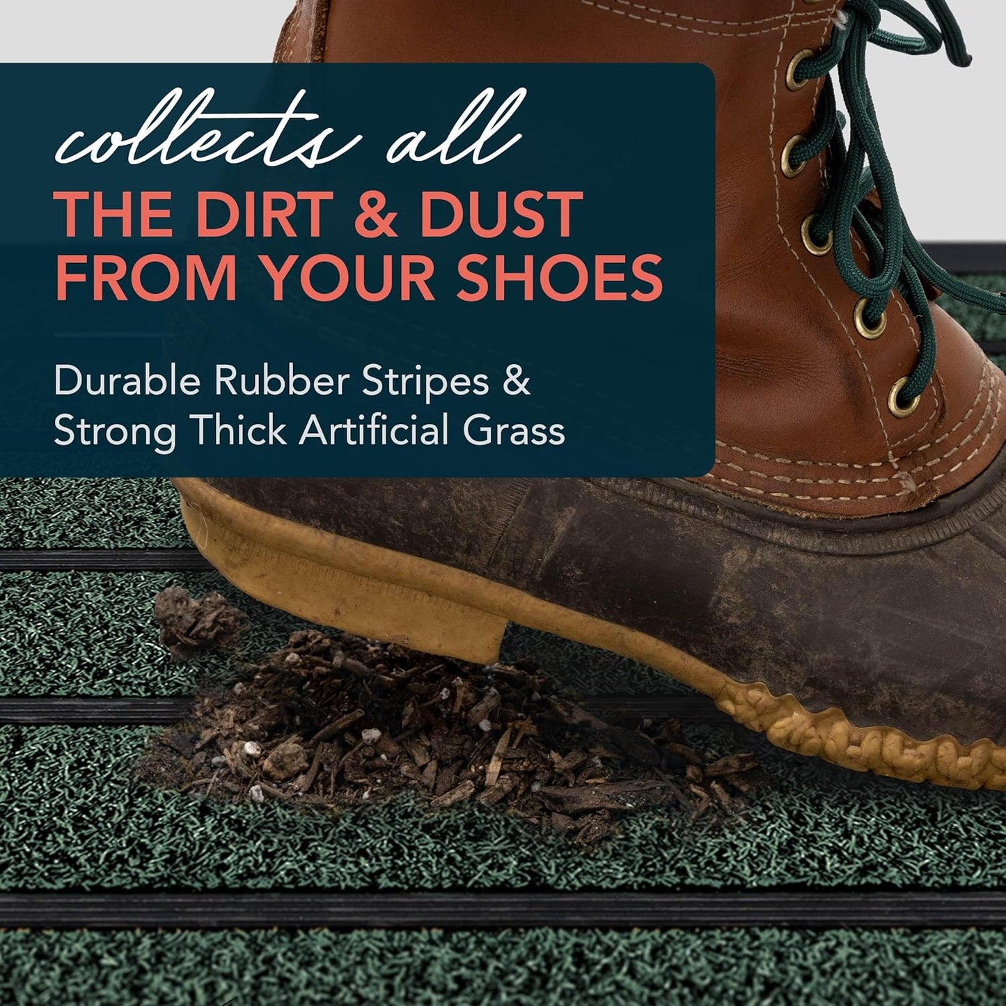 ubdyo Extra Durable Door Mat - Dirt Trapping Outdoor Welcome Mats - Non-Slip Outdoor Indoor Entrance - Low Profile Front Doormat (47" x 32", Bright Green)