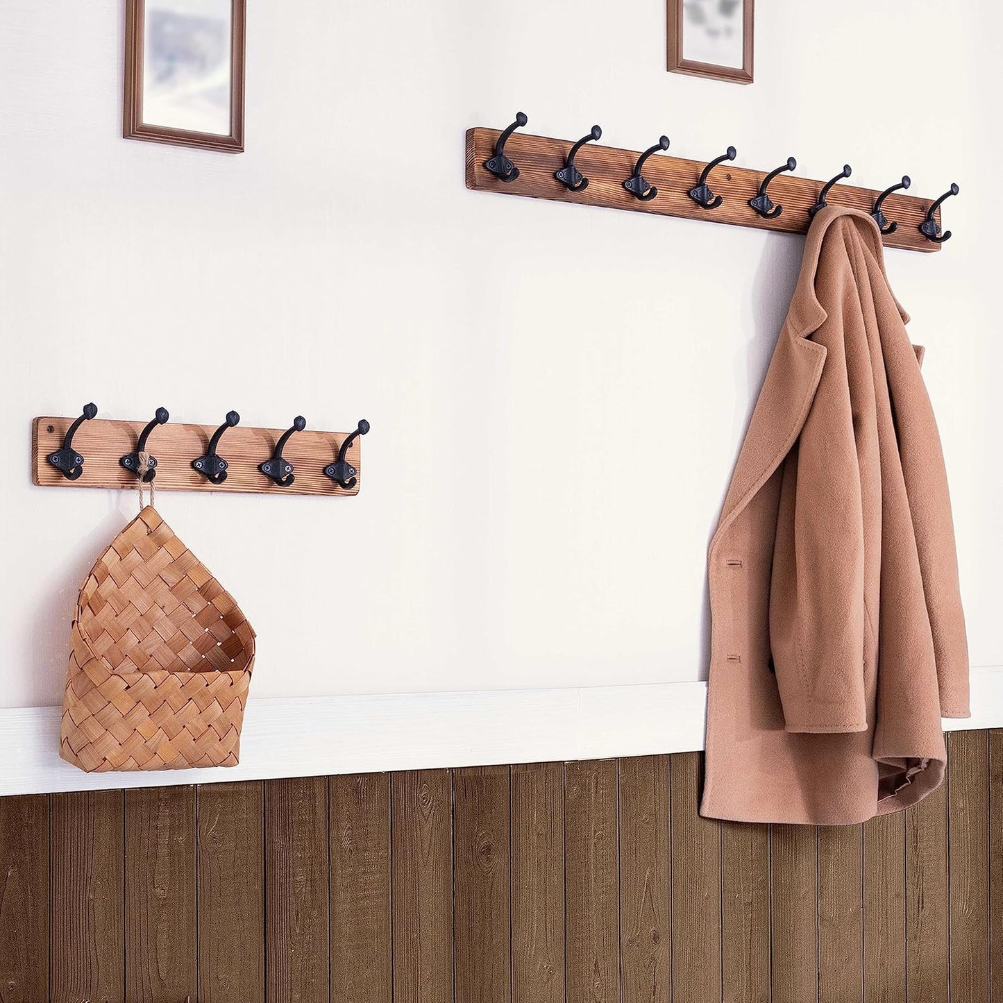WEBI Rustic Coat Rack Wall Mount,35.43" Long 8 Cast Iron Coat Hooks Wall Mounted,Heavy Duty Wall Coat Hanger Hooks for Hanging Coats,Clothes,Jacket,Brown