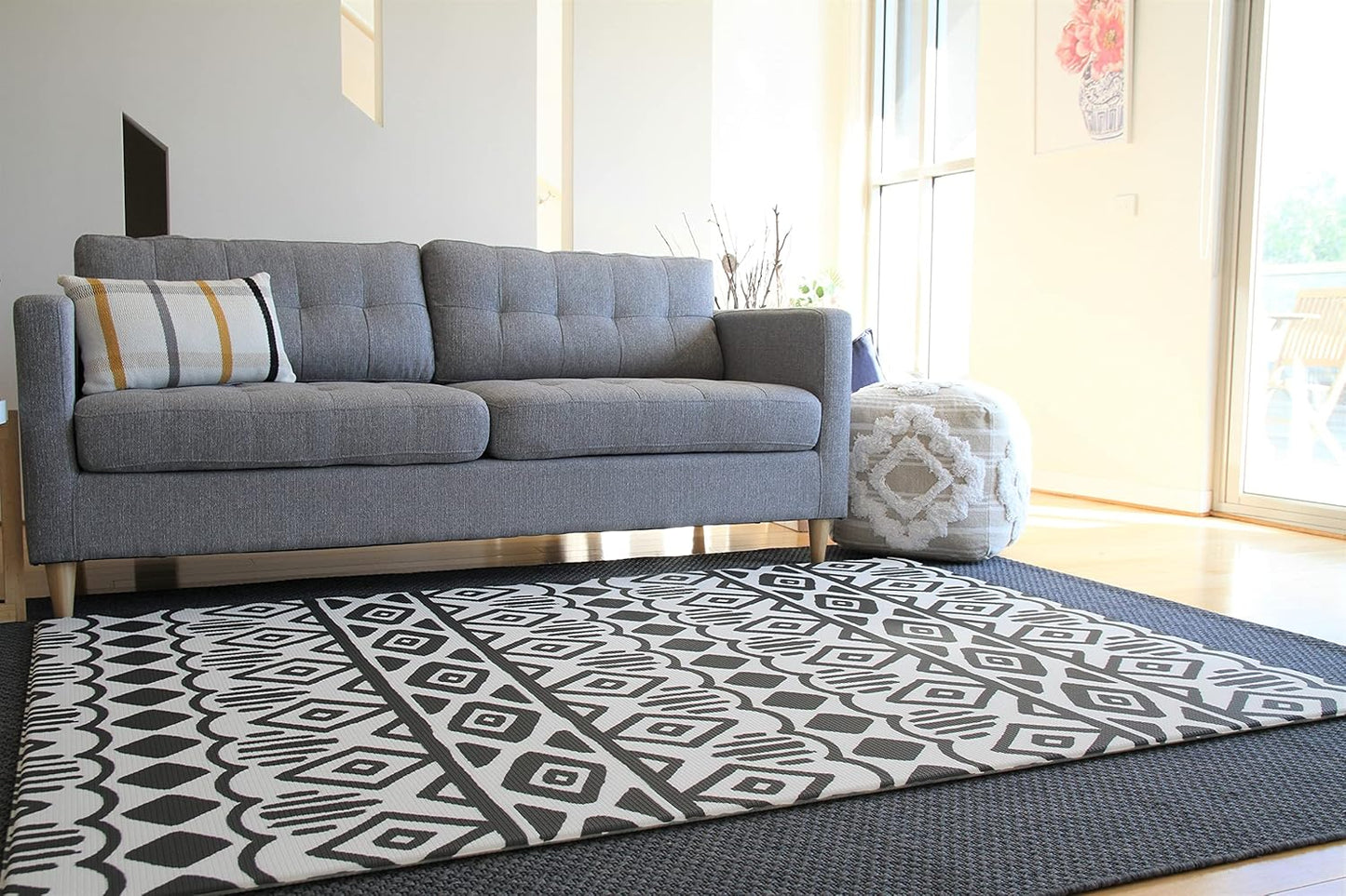 Cushmat Stylish Reversible Foam Play Mat (Large, Crystals - Ivory Light Blue) - Soft, Waterproof, Durable Play mat for Infants, Babies, Toddler, Kids & Grownup - 6.5ft x 4.5ft