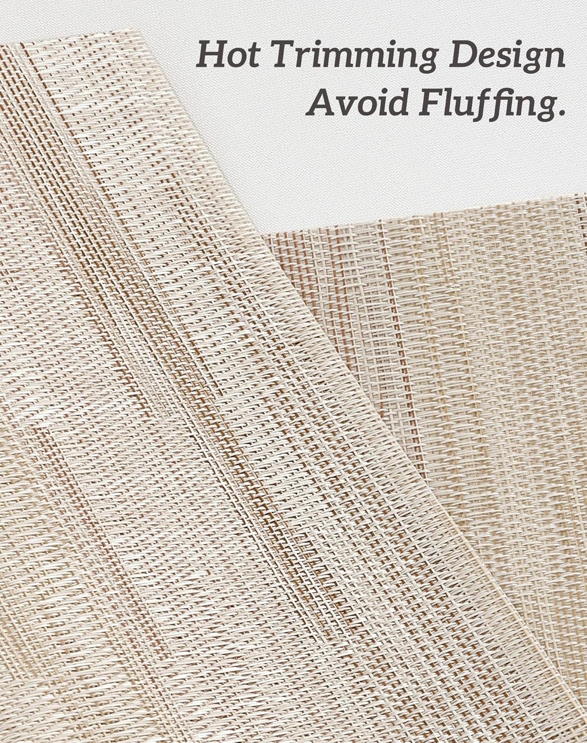 Leetaltree Lightsteel Beige with Yellow Placemats Set of 6 - Heat Resistant Non-Slip Place mats for Dining Table, Washable Durable PVC Vinyl Woven Table Mats (Lightsteel Beige with Yellow, 6)