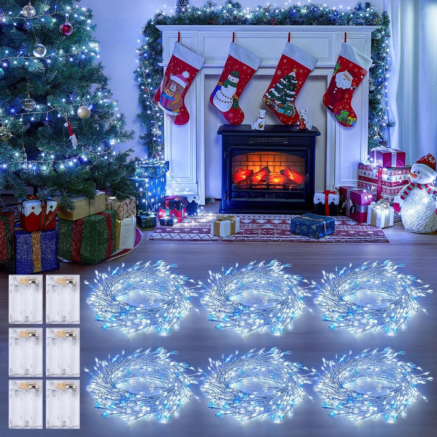 Indoor String Lights 6 Pack 10 Ft 120 LEDs Fairy Lights Battery Operated with Timer for Christmas Decorations DIY Crafts Wedding Table Centerpieces Party Bedroom