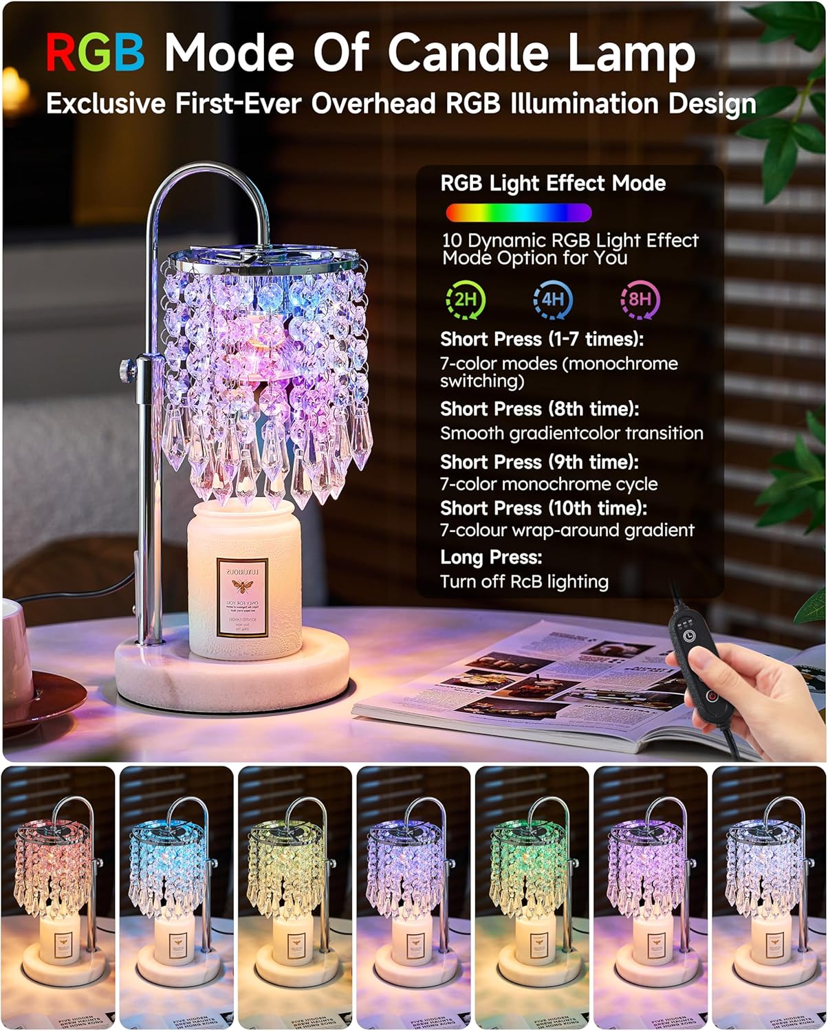 Candle Warmer Lamp with Timer Dimmer and 3 Bulbs, Lamp Candle Warmer with Marble Base,Wax Melt Warmer for Jar Candles, Birthday Gifts for Women Mom, House Warming Gifts New Home Decor