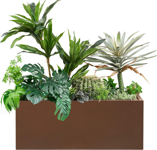 Wallowa Metallic Heavy Long and Large Outdoor/Indoor Planter Box, 38”Lx15”Wx15”H, 40Pounds, Espresso