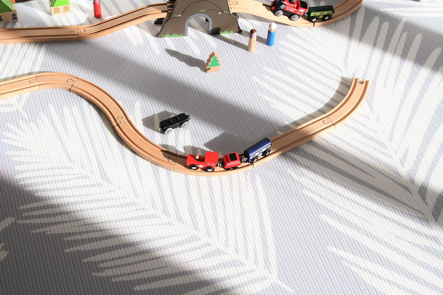 Cushmat Stylish Reversible Foam Play Mat (Large, Palm Gray - Blue Diamonds) - Soft, Waterproof, Durable Play mat for Infants, Babies, Toddler, Kids & Grownup - 6.5ft x 4.5ft