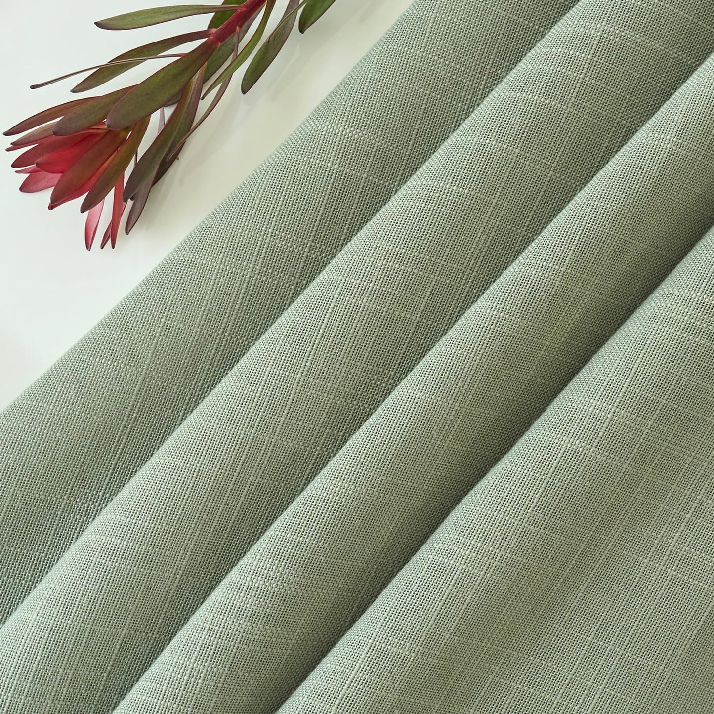 maxmill Lux Faux Linen Tablecloth with Slubby Yarn Textured Weaves Wrinkle Resistant Anti-Shrink Soft Table Cloth for Kitchen Dining Restaurant Tabletop Rectangle 60 x 120 Inch Sage Green