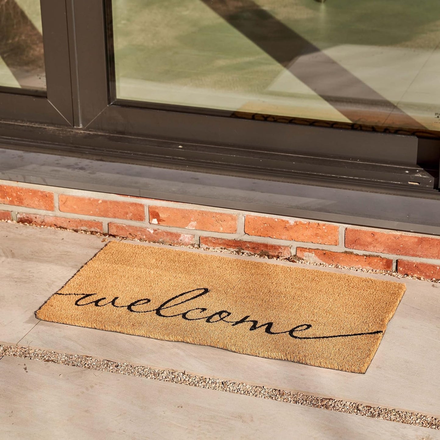 KANKUN Coco Coir Door Mat with Heavy Duty Backing, Welcome Doormat (17" x 30"), Doormat Entrance (Welcome1)