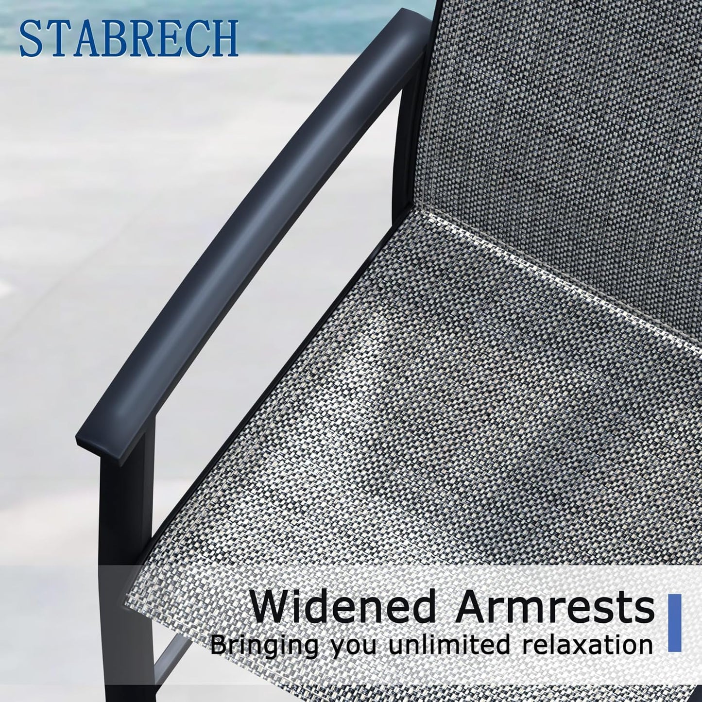 5 Piece Outdoor Dining Set, Patio Table and Chairs Set of 4, 42" Black Round Patio Table with 4 Grey Outdoor Patio Chairs for Lawn, Garden, Porch