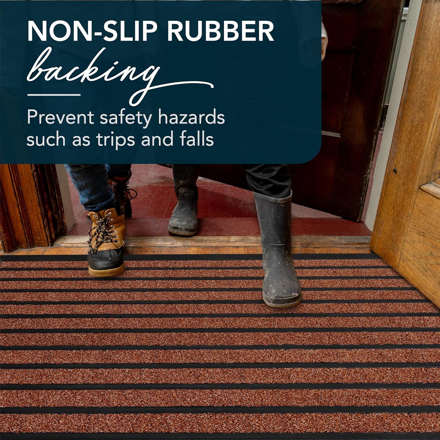 ubdyo Extra Durable Door Mat - Dirt Trapping Outdoor Welcome Mats - Non-Slip Outdoor Indoor Entrance - Low Profile Front Doormat (47" x 32", Bright Burgundy)