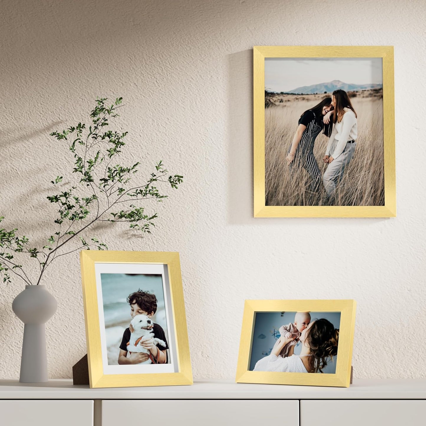 Vittanly Picture Frames Set of 10, Picture Frames Collage Wall Decor with Two 8x10, Four 5x7, and Four 4x6 Photo Frames, Gallery Wall Frame Set for Wall or Tabletop Display, Gold