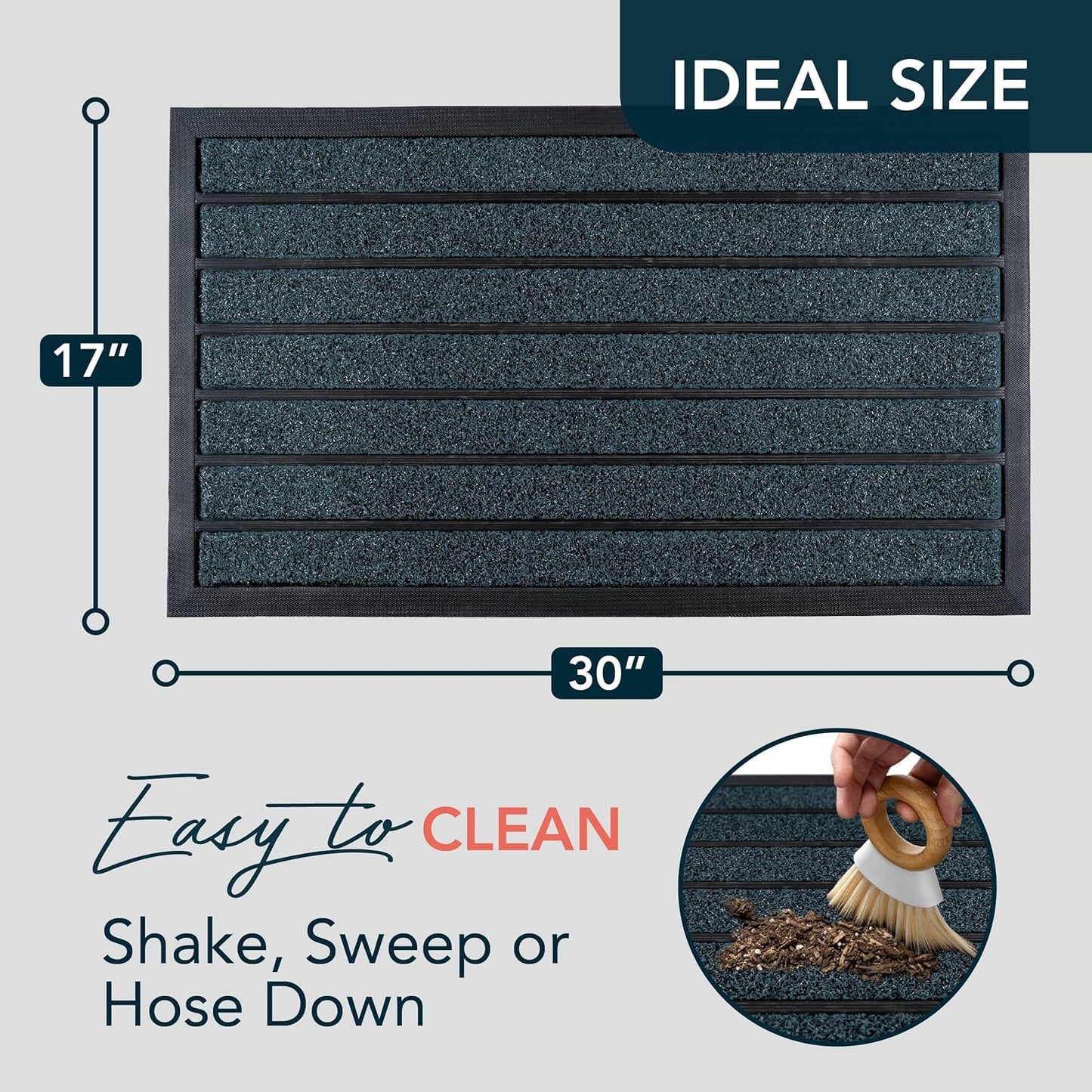 ubdyo Extra Durable Door Mat - Dirt Trapping Outdoor Welcome Mats - Non-Slip Outdoor Indoor Entrance - Low Profile Front Doormat (30" x 17", Bright Blue)