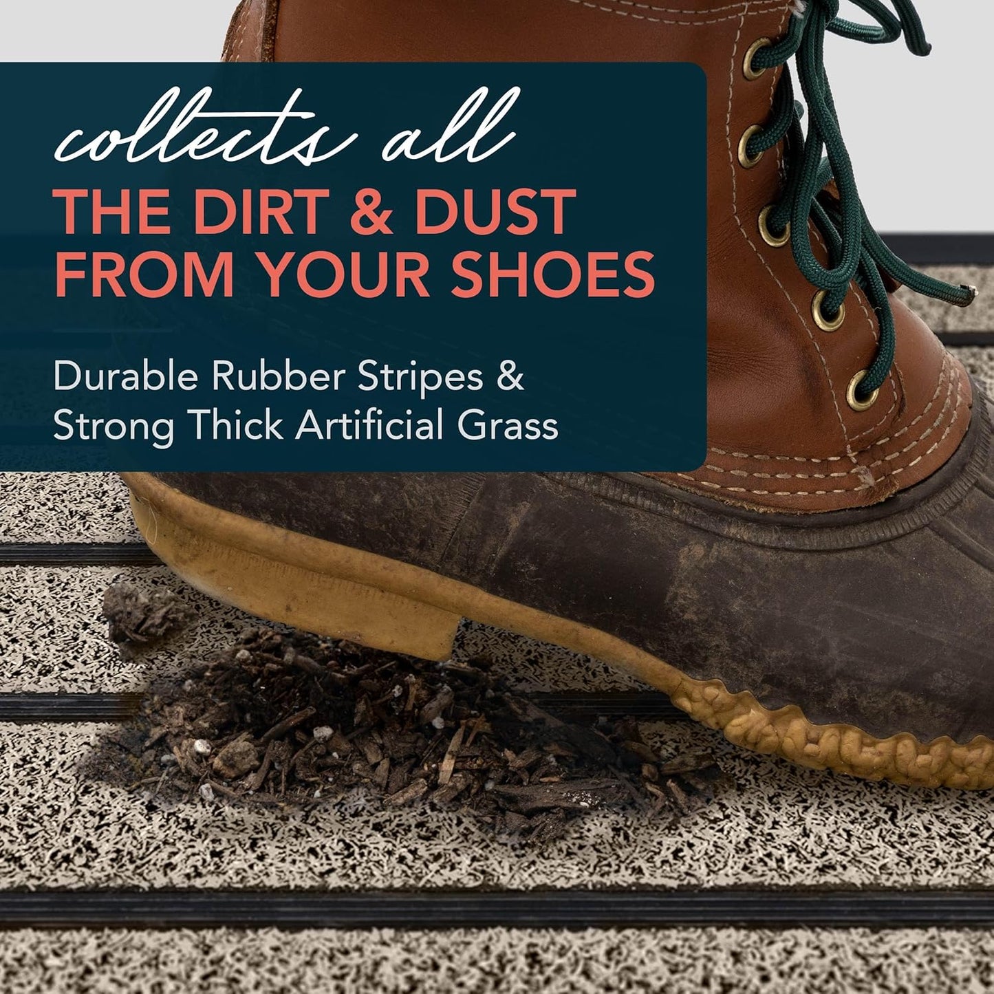 ubdyo Extra Durable Door Mat - Dirt Trapping Outdoor Welcome Mats - Non-Slip Outdoor Indoor Entrance - Low Profile Front Doormat (30" x 17", Bright Beige)