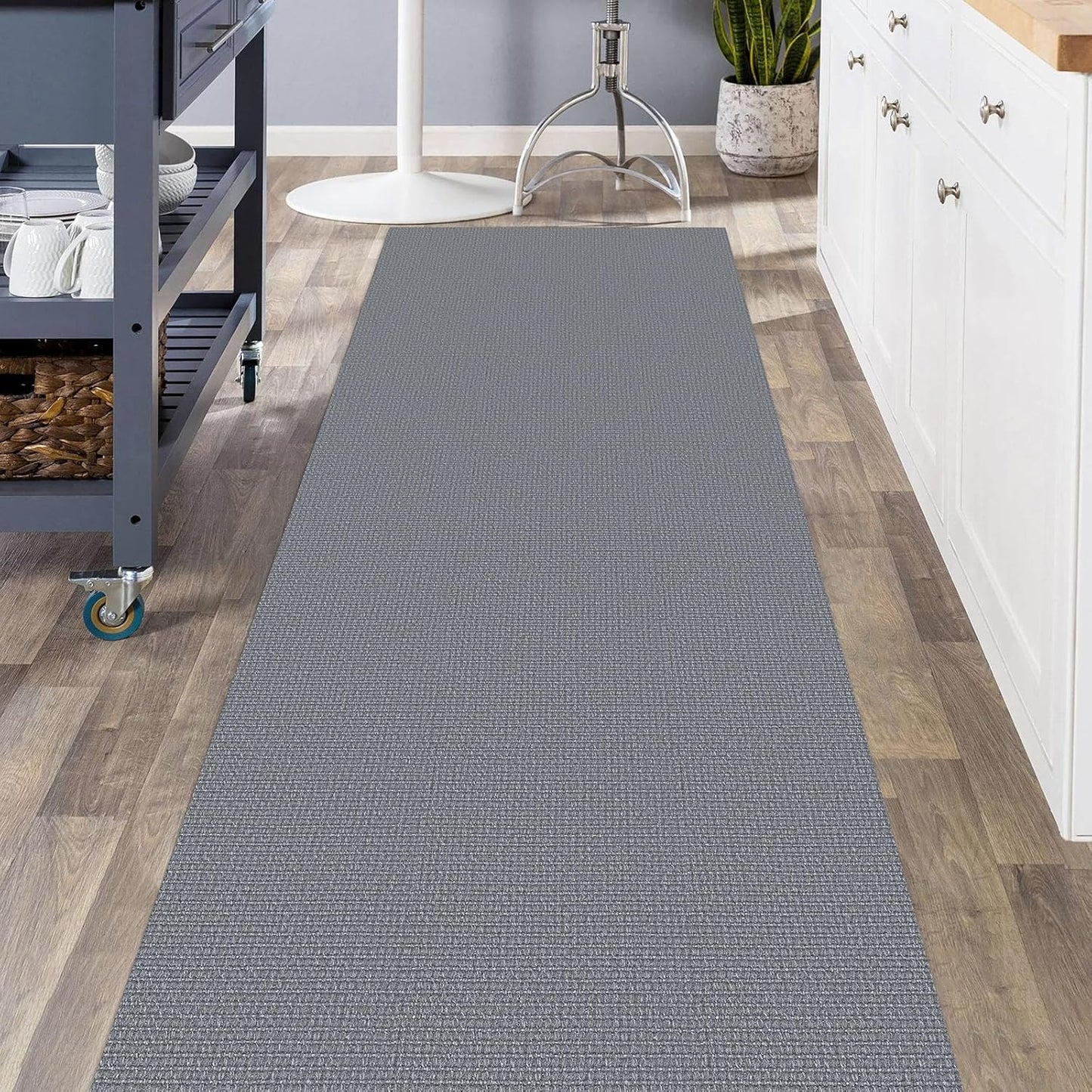 KOZYFLY Washable Runner Rug 3x8 ft Hallway Kitchen Runner Rugs with Rubber Backing Bobo Non Slip Entryway Runner Indoor, Carpet Runners for Hall Entryway Bedroom, Grey