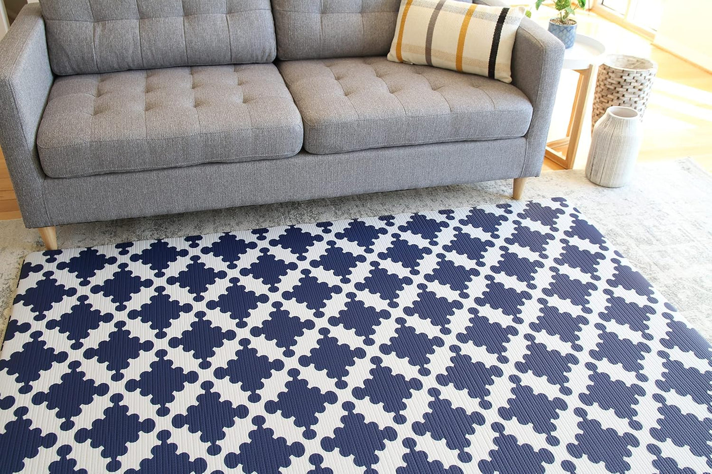 Cushmat Stylish Reversible Foam Play Mat (Large, Luxe Lite - Royal Blue Star) - Soft, Waterproof, Durable Play mat for Infants, Babies, Toddler, Kids & Grownup - 6.5ft x 4.5ft