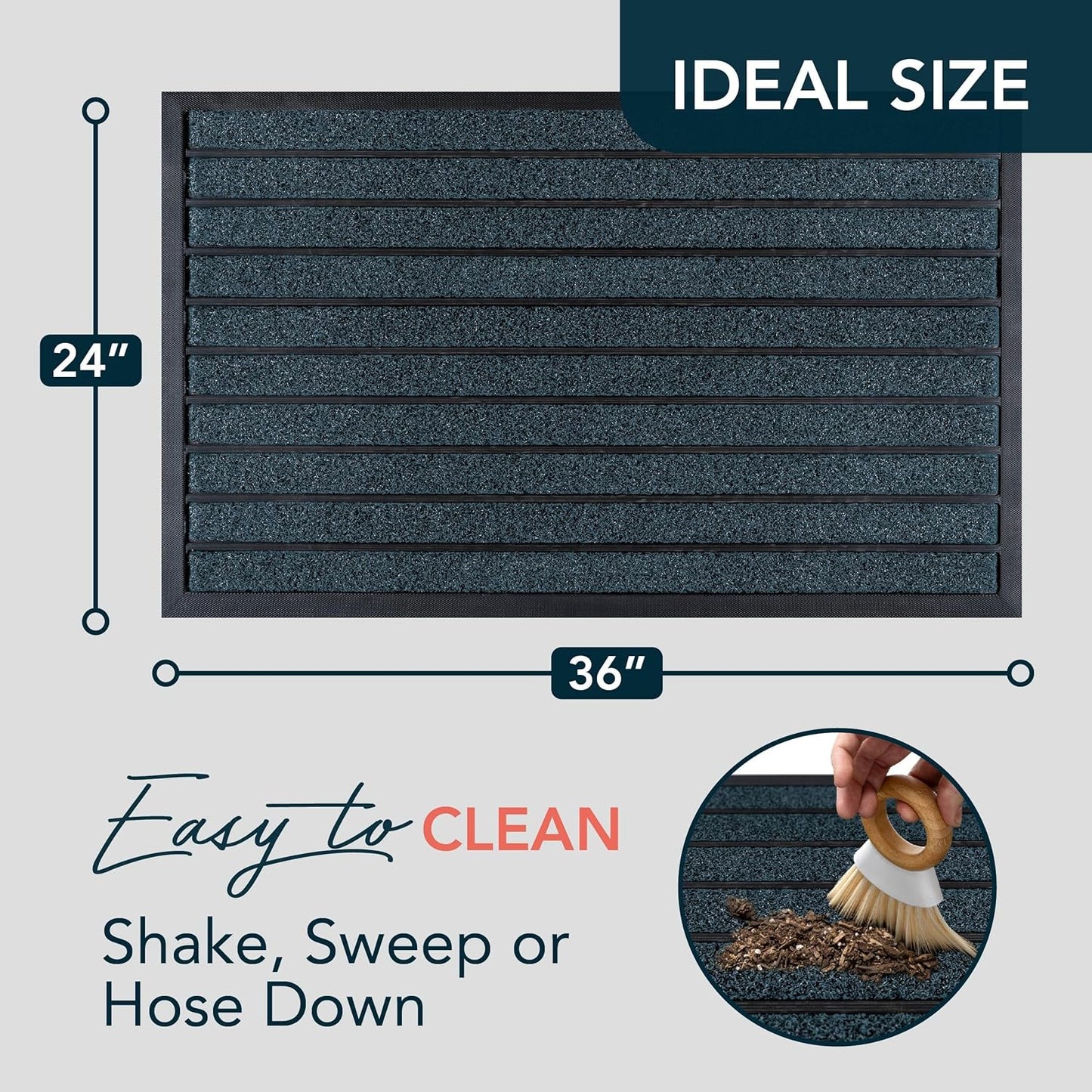 ubdyo Extra Durable Door Mat - Dirt Trapping Outdoor Welcome Mats - Non-Slip Outdoor Indoor Entrance - Low Profile Front Doormat (36" x 24", Bright Blue)