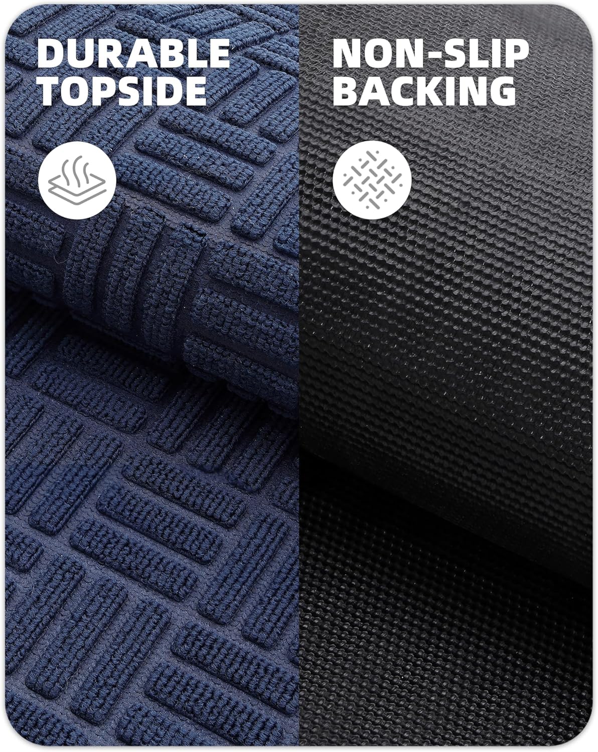 Color&Geometry Front Door Mat Outside Entrance, Heavy Duty Non Slip Low Profile Doormat for Entryway, Trap Dirt and Moisture Welcome Mats All-Weather, Easy Clean, Patio, Garage, 17"x30" Blue