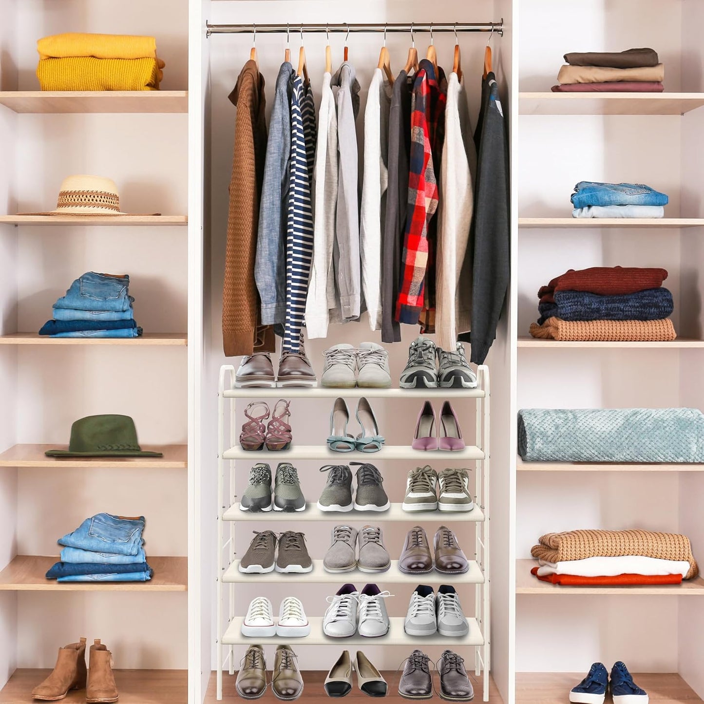 SIMPLE HOUSEWARE 5-Tier Shoe Rack Storage Organizer, White