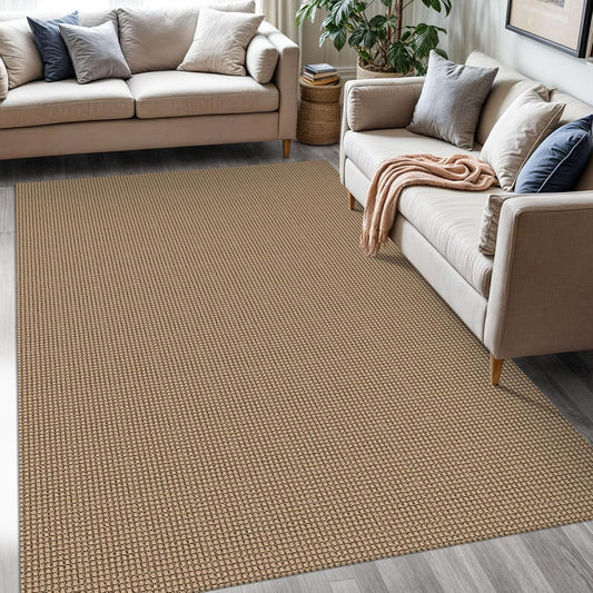 KOZYFLY Washable Area Rug 5x7 ft Rubber Backed Non Slip Rugs for Living Room Braided Cotton Bedroom Rug Woven Office Rugs Indoor Floor Carpets for Dining Bedroom Living Room, Tan/Orange/Brown