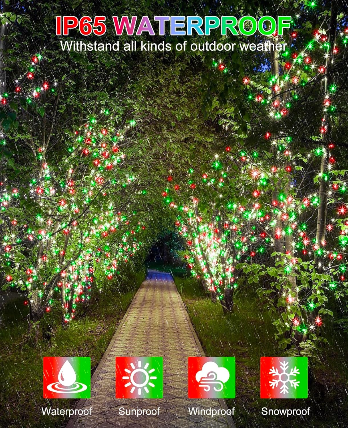 80FT 240 LED Christmas Lights Outdoor, Connectable Christmas Tree Lights, Waterproof & 8 Modes & Timer, Green Wire String Light Indoor for Home Garden Party Holiday Decorations, Red Green